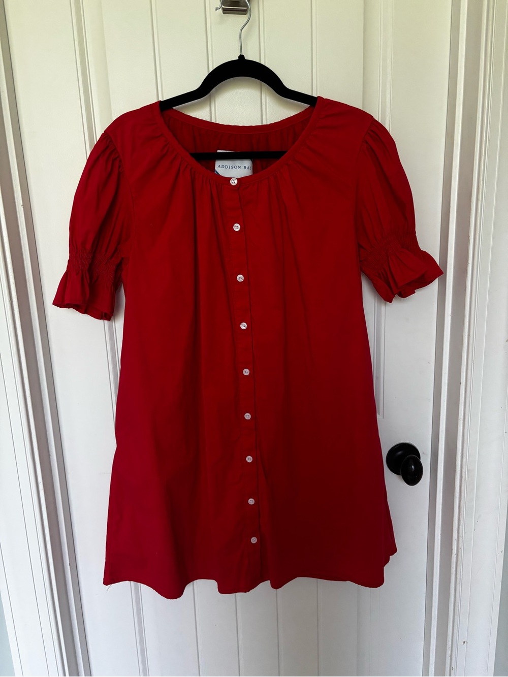Addison Bay Bright Red Cotton Poplin Sailor Dress